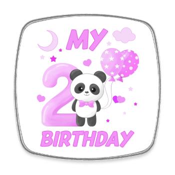 Deuxième anniversaire d’enfants Fille Panda Cadeau - Magnet carré - blanc - Devant