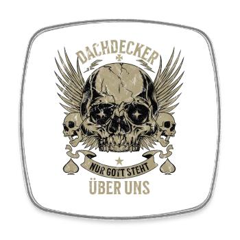 Dachdecker Totenkopf mit Flügeln - Viereckiger Kühlschrankmagnet - Weiß - Vorne
