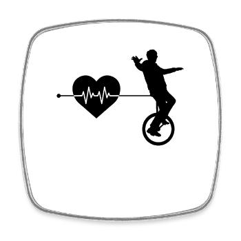 Unicycle heartbeat - Square fridge magnet - white - Front