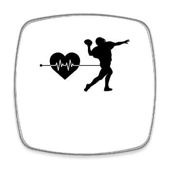 Football Rugby Heartbeat - Magnet carré - blanc - Devant