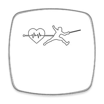 Fencing heartbeat - Square fridge magnet - white - Front