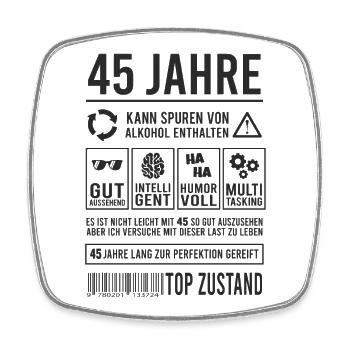 45. Geburtstag Lustig 45 Jahre Perfektion - Viereckiger Kühlschrankmagnet - Weiß - Vorne