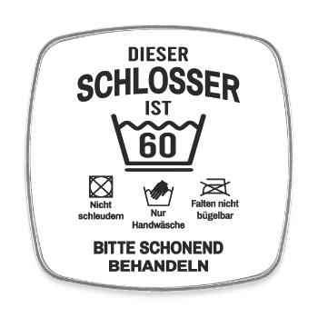 60. Geburtstag Schlosser Lustig 60 Jahre - Viereckiger Kühlschrankmagnet - Weiß - Vorne