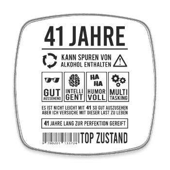 41. Geburtstag Lustig 41 Jahre Perfektion - Viereckiger Kühlschrankmagnet - Weiß - Vorne