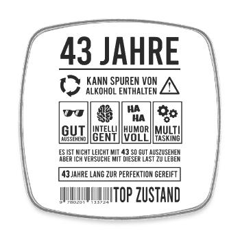 43. Geburtstag Perfektion Lustig 43 Jahre - Viereckiger Kühlschrankmagnet - Weiß - Vorne