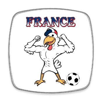 Coq Français Sports France avec Ballon de Football - Magnet carré - blanc - Devant