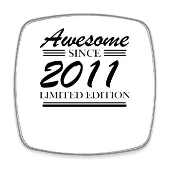 2011 - Born 2011 - Year of birth 2011 - Square fridge magnet - white - Front