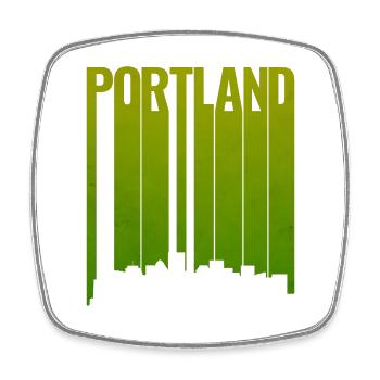 Portland Skyline Leuchtgrün - Viereckiger Kühlschrankmagnet - Weiß - Vorne