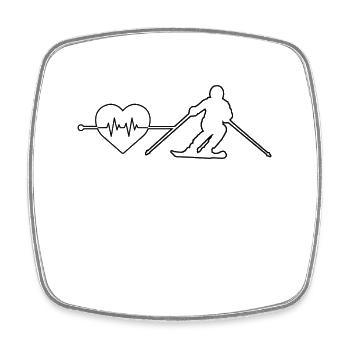 Rythme cardiaque de ski - Magnet carré - blanc - Devant