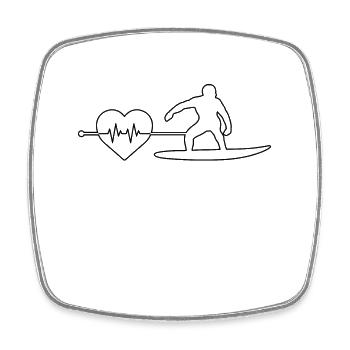 Rythme cardiaque de surf - Magnet carré - blanc - Devant
