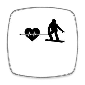 Battements de cœur de snowboard - Magnet carré - blanc - Devant