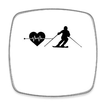 Rythme cardiaque de ski - Magnet carré - blanc - Devant