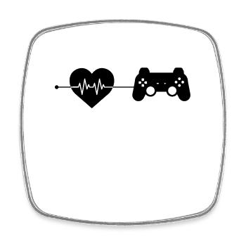 gaming Herzschlag - Viereckiger Kühlschrankmagnet - Weiß - Vorne