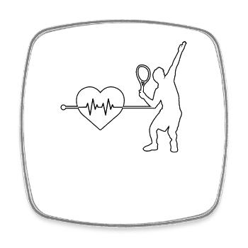 Tennis heartbeat - Square fridge magnet - white - Front
