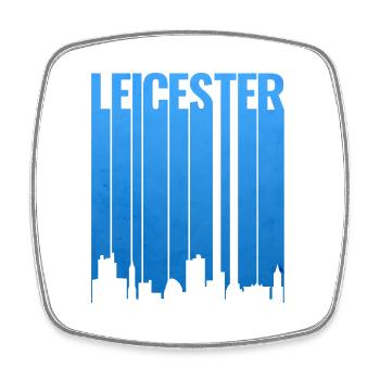 Leicester Skyline Blue Gradient - Square fridge magnet - white - Front