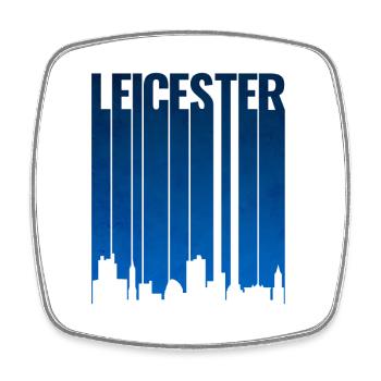 Leicester Skyline Blue - Square fridge magnet - white - Front
