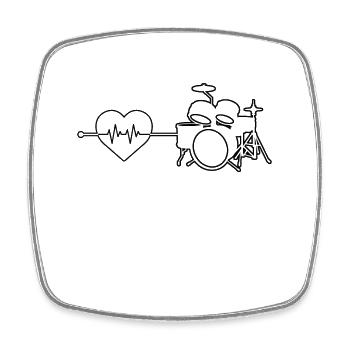 Drums Heartbeat - Square fridge magnet - white - Front