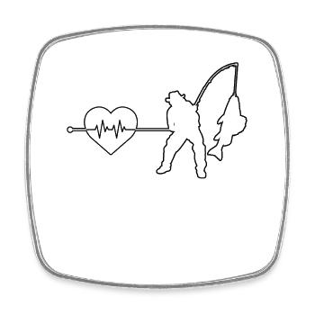 Angeln Herzschlag - Viereckiger Kühlschrankmagnet - Weiß - Vorne