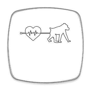Affe Herzschlag - Viereckiger Kühlschrankmagnet - Weiß - Vorne