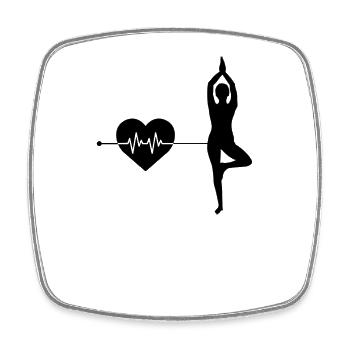 Yoga Herzschlag - Viereckiger Kühlschrankmagnet - Weiß - Vorne
