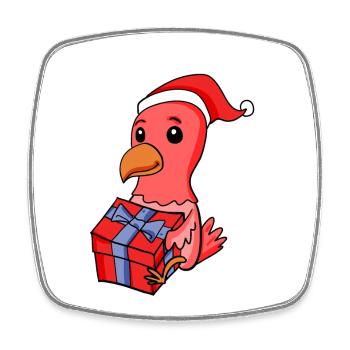 Poulet de Noël Bébé avec cadeau - Magnet carré - blanc - Devant