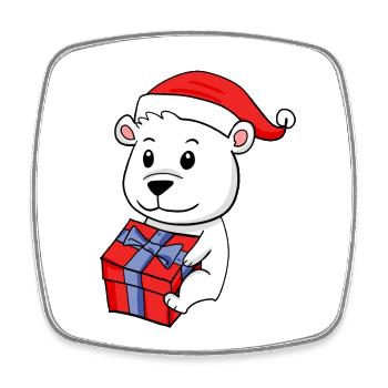 Weihnachten Eisbär mit Geschenke - Viereckiger Kühlschrankmagnet - Weiß - Vorne