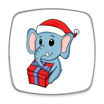 Weihnachten Elefant mit Geschenke - Viereckiger Kühlschrankmagnet - Weiß - Vorne
