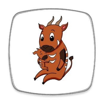 Grossesse familiale - antilope avec bébé - Magnet carré - blanc - Devant