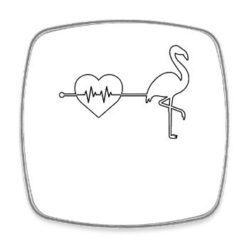 Flamingo heartbeat - Square fridge magnet - white - Front