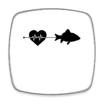 Fish heartbeat - Square fridge magnet - white - Front