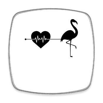 Flamingo heartbeat - Square fridge magnet - white - Front