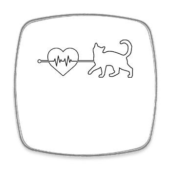 Katze Herzschlag - Viereckiger Kühlschrankmagnet - Weiß - Vorne