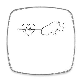 Nashorn Herzschlag - Viereckiger Kühlschrankmagnet - Weiß - Vorne