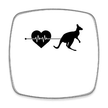 Känguru Herzschlag - Viereckiger Kühlschrankmagnet - Weiß - Vorne