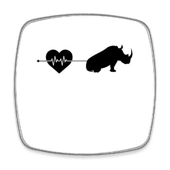 Nashorn Herzschlag - Viereckiger Kühlschrankmagnet - Weiß - Vorne