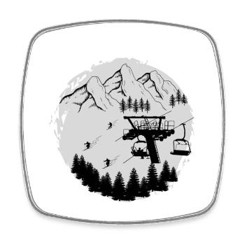 In the Snow Zone - Skiing Winter Sports - Square fridge magnet - white - Front