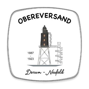 Phare d'Obereversand, Dorum-Neufeld, Mer du Nord - Magnet carré - blanc - Devant