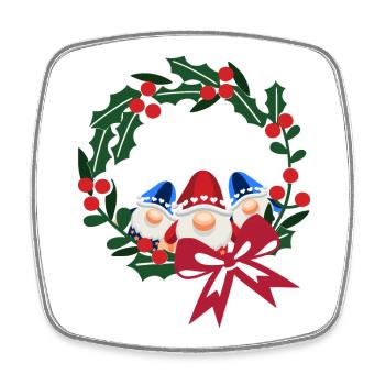 Trois têtes de saint Nicolas avec un nœud de couronne - Magnet carré - blanc - Devant
