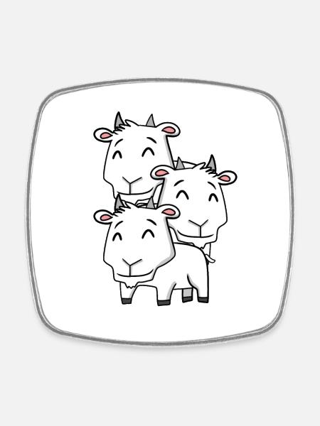 Chèvres mignonnes - Chèvre - Magnet carré - blanc