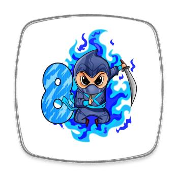 8th birthday boy 8 years old ninja - Square fridge magnet - white - Front