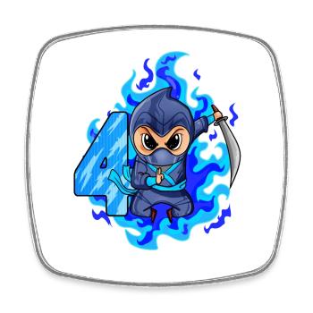4ème anniversaire garçon 4 ans ninja - Magnet carré - blanc - Devant