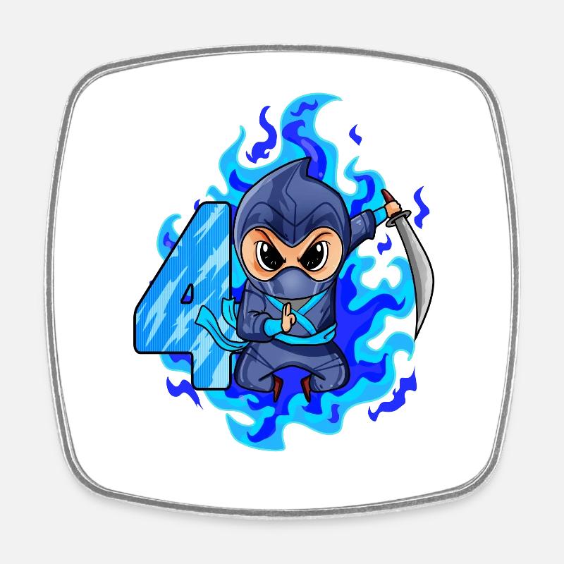 4ème anniversaire garçon 4 ans ninja - Magnet carré - blanc
