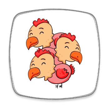 Niedliche Hühner - Huhn - Viereckiger Kühlschrankmagnet - Weiß - Vorne