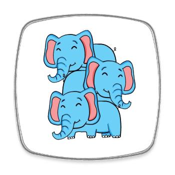 Niedliche Elefanten - Elefant - Viereckiger Kühlschrankmagnet - Weiß - Vorne