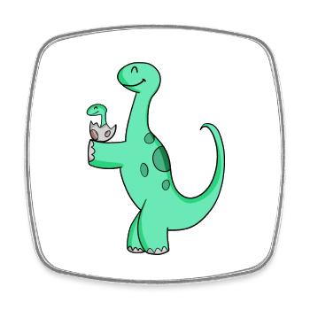 Dinosaurier mit Baby Dinosaurier - Viereckiger Kühlschrankmagnet - Weiß - Vorne