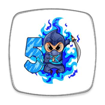5th birthday boy 5 years old ninja - Square fridge magnet - white - Front