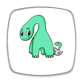 Dinosaurier mit Baby Dinosaurier - Viereckiger Kühlschrankmagnet - Weiß - Vorne