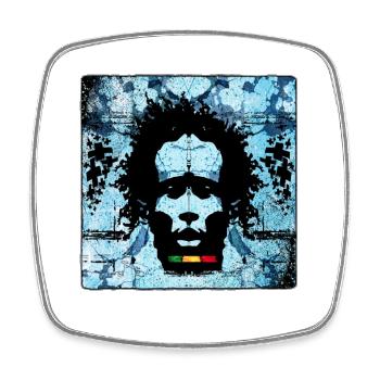 Reggae Man Portrait with Graffiti Style - Square fridge magnet - white - Front
