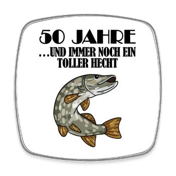 50. Geburtstag Angler Lustiger Spruch - 50 Jahre - Viereckiger Kühlschrankmagnet - Weiß - Vorne