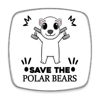 Eisbär Polarbär Bär Umwelt Klimaschutz Naturschutz - Viereckiger Kühlschrankmagnet - Weiß - Vorne